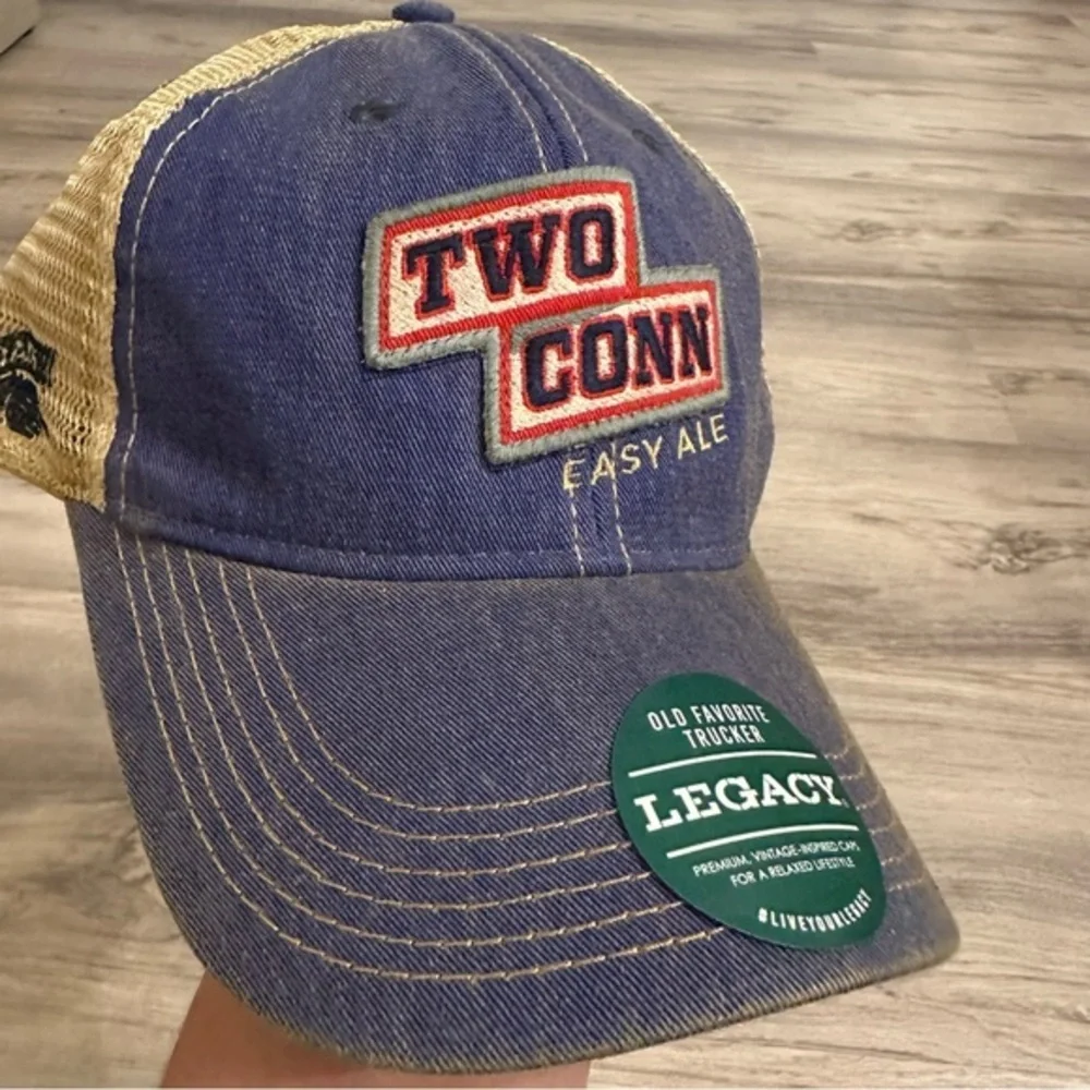 Legacy Two Conn Easy Ale Trucker Hat Blue Tan Mesh Snapback OS